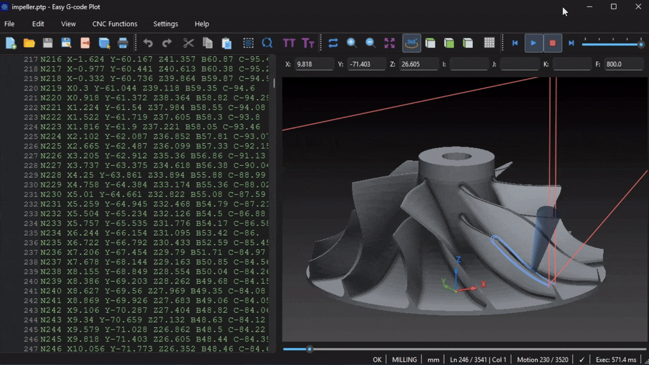 Toolpath playback and STL models